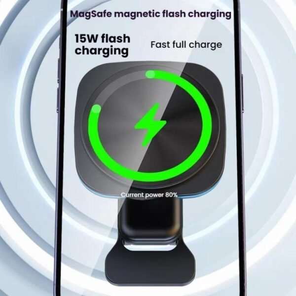 For IPhone 12-16 Cell Phone Car Magnetic Wireless Charger Car Air Vent Holder Fast Charger, Blue Light (White), Blue Light (Black), RGB Light (White), RGB Light (Black) - Image 5