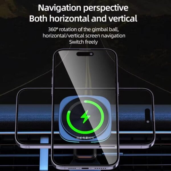 For IPhone 12-16 Cell Phone Car Magnetic Wireless Charger Car Air Vent Holder Fast Charger, Blue Light (White), Blue Light (Black), RGB Light (White), RGB Light (Black) - Image 6