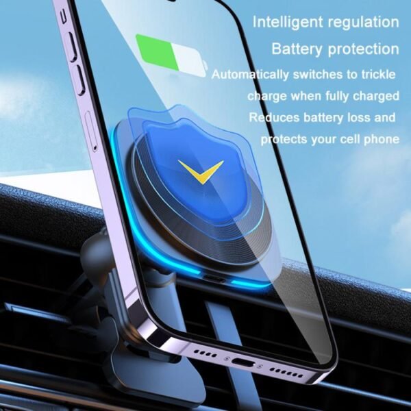 For IPhone 12-16 Cell Phone Car Magnetic Wireless Charger Car Air Vent Holder Fast Charger, Blue Light (White), Blue Light (Black), RGB Light (White), RGB Light (Black) - Image 10