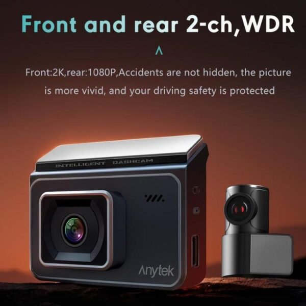 Anytek T2 PRO 3.0 Inch 2K HD Night Vision Recorder Hidden Car Camera Front And Rear Dual Recording, T2 PRO - Image 2