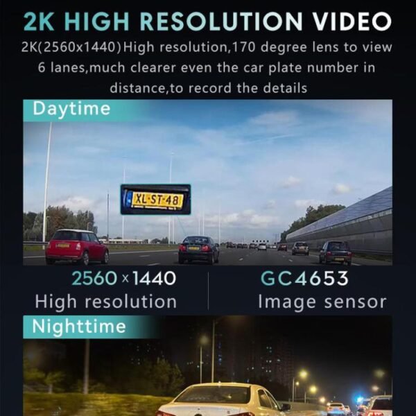 Anytek T2 PRO 3.0 Inch 2K HD Night Vision Recorder Hidden Car Camera Front And Rear Dual Recording, T2 PRO - Image 7