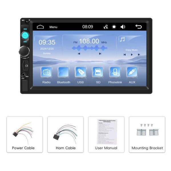 7 Inch Wired Carplay Dual Butt MP5 Player Bluetooth Big Screen Car Center Control, Standard, Standard+12 Light Camera - Image 14