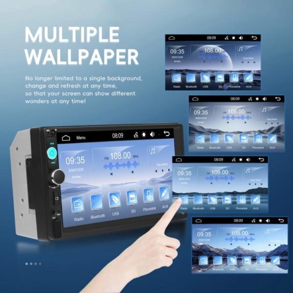 7 Inch Wired Carplay Dual Butt MP5 Player Bluetooth Big Screen Car Center Control, Standard, Standard+12 Light Camera - Image 3