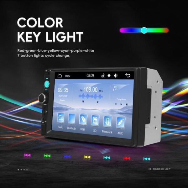 7 Inch Wired Carplay Dual Butt MP5 Player Bluetooth Big Screen Car Center Control, Standard, Standard+12 Light Camera - Image 5