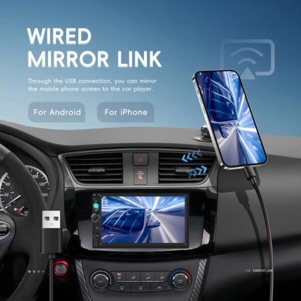 7 Inch Wired Carplay Dual Butt MP5 Player Bluetooth Big Screen Car Center Control, Standard, Standard+12 Light Camera - Image 9