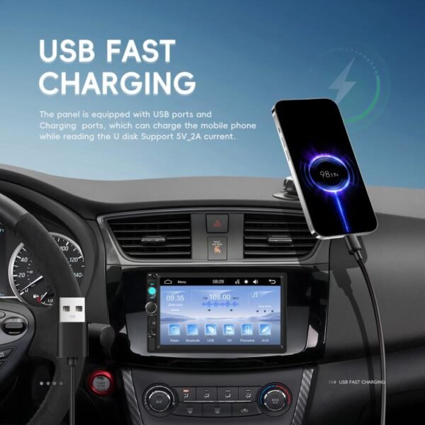 7 Inch Wired Carplay Dual Butt MP5 Player Bluetooth Big Screen Car Center Control, Standard, Standard+12 Light Camera - Image 10
