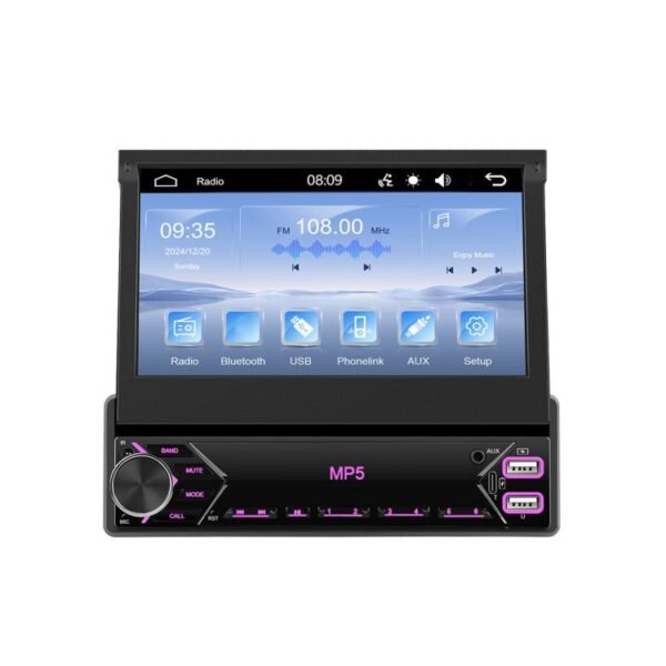 7 inch Universal Manual Retractable Screen Car MP5 Player Car Center Control All-in-One Wired Carplay, Standard, Standard+12 Light Camera