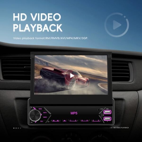 7 inch Universal Manual Retractable Screen Car MP5 Player Car Center Control All-in-One Wired Carplay, Standard, Standard+12 Light Camera - Image 11