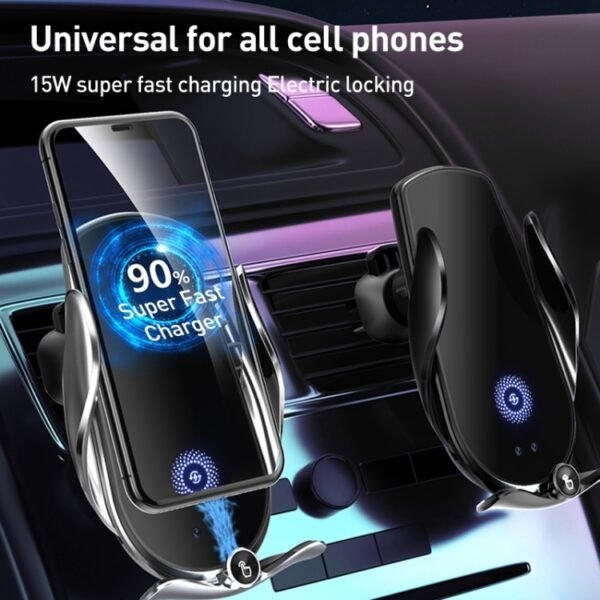 M1 Electric Opening/Closing Wireless Fast Charging Air Outlet Car Holder - Image 2