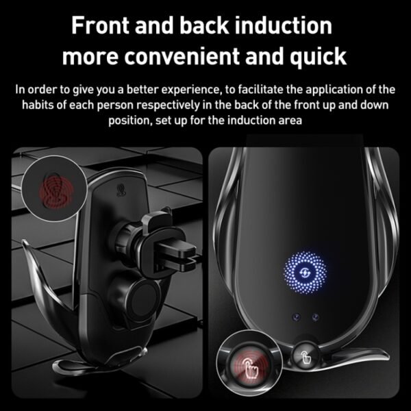 M1 Electric Opening/Closing Wireless Fast Charging Air Outlet Car Holder - Image 4