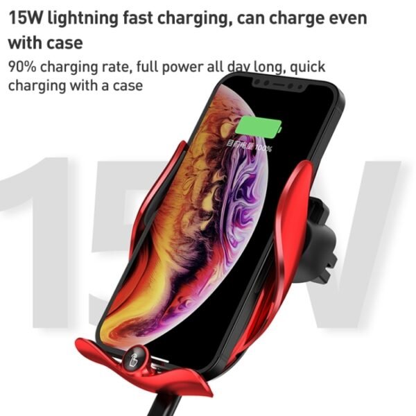 M1 Electric Opening/Closing Wireless Fast Charging Air Outlet Car Holder - Image 5