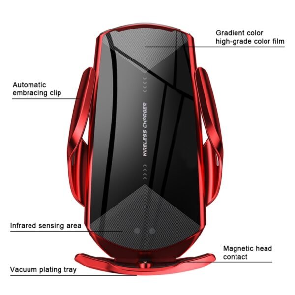 Q2 15W Universal Rotation Infrared Induction Magnetic Car Wireless Charging Mobile Phone Holder with Micro USB + 8 Pin + Type-C / USB-C Magnetic Connector, Q2 Blue, Q2 Red, Q2 Silver, Q2 Black, Q2 Gold - Image 4