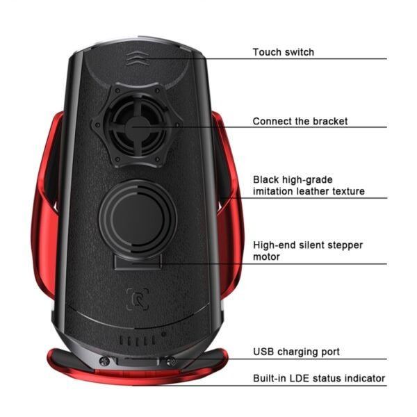 Q2 15W Universal Rotation Infrared Induction Magnetic Car Wireless Charging Mobile Phone Holder with Micro USB + 8 Pin + Type-C / USB-C Magnetic Connector, Q2 Blue, Q2 Red, Q2 Silver, Q2 Black, Q2 Gold - Image 5