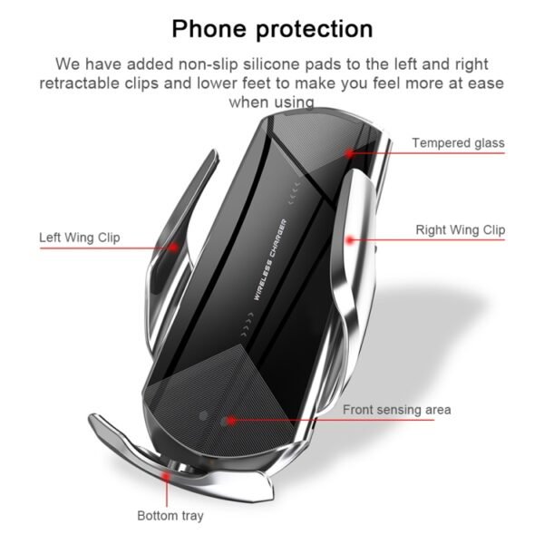Q2 15W Universal Rotation Infrared Induction Magnetic Car Wireless Charging Mobile Phone Holder with Micro USB + 8 Pin + Type-C / USB-C Magnetic Connector, Q2 Blue, Q2 Red, Q2 Silver, Q2 Black, Q2 Gold - Image 6