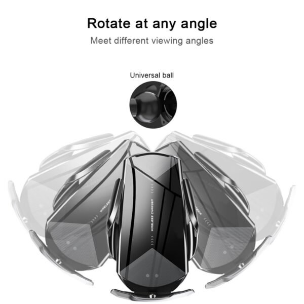 Q2 15W Universal Rotation Infrared Induction Magnetic Car Wireless Charging Mobile Phone Holder with Micro USB + 8 Pin + Type-C / USB-C Magnetic Connector, Q2 Blue, Q2 Red, Q2 Silver, Q2 Black, Q2 Gold - Image 7