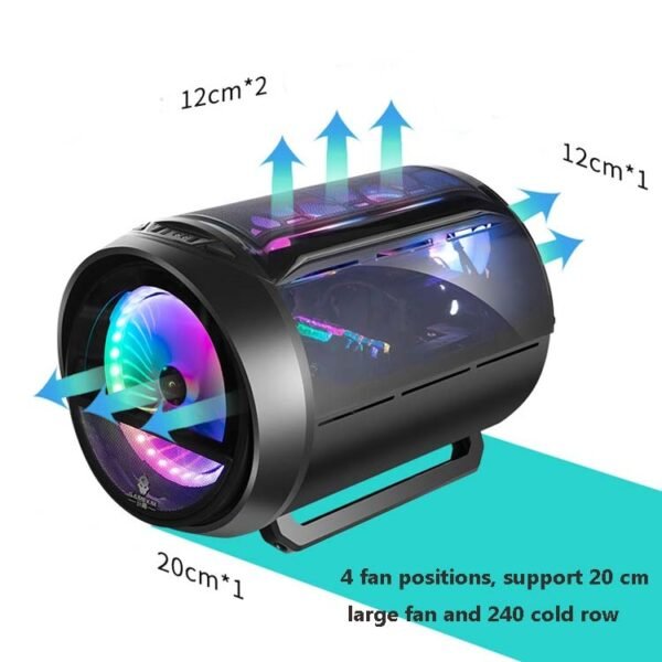 GAMEKM Genki Bomb Personality Gaming Internet Cafe Side Through Gaming Case USB 3.0 Water-cooled Desktop Computer Case, White, Pink, Black - Image 10