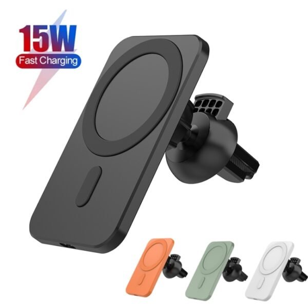 N16 10W Car Air Outlet + Suction Cup Magsafe Magnetic Wireless Charger Mobile Phone Holder For IPhone 12 Series - Image 2