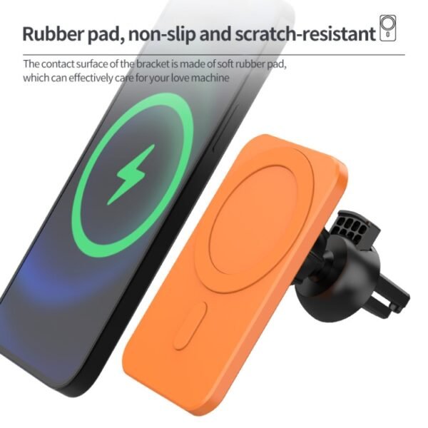 N16 10W Car Air Outlet + Suction Cup Magsafe Magnetic Wireless Charger Mobile Phone Holder For IPhone 12 Series - Image 4
