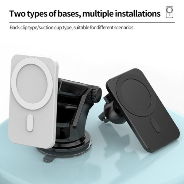 N16 10W Car Air Outlet + Suction Cup Magsafe Magnetic Wireless Charger Mobile Phone Holder For IPhone 12 Series - Image 7
