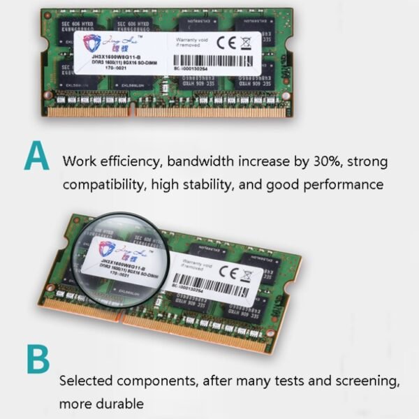 JingHai 1600MHz DDR3L PC3L-12800S 1.35V Low Voltage Notebook Memory Strip, 4GB - Image 4