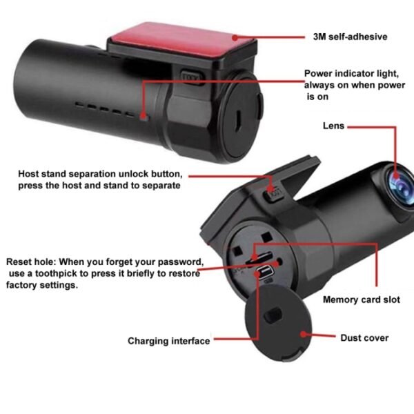 S600 1080P Wifi Dash Cam 170 Degree Wide Angle Lens Hidden Car Driving Recorder - Image 8