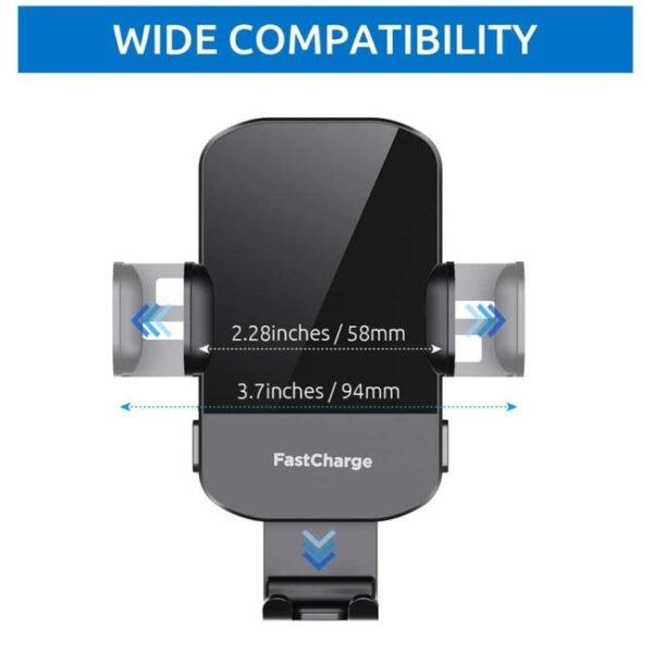 15W Car-mounted Smart Induction Wireless Charging Mobile Phone Holder, Suction Cup Holder + Air Outlet Clip, With Suction Cup Holder - Image 2