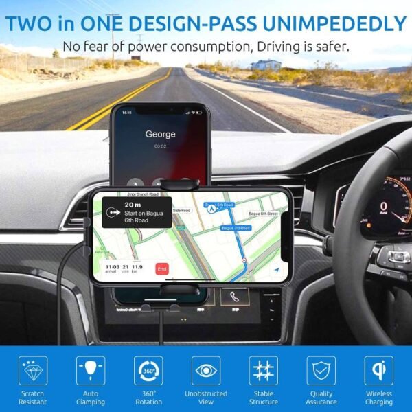 15W Car-mounted Smart Induction Wireless Charging Mobile Phone Holder, Suction Cup Holder + Air Outlet Clip, With Suction Cup Holder - Image 5