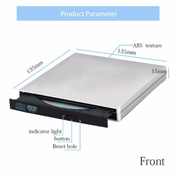 USB 2.0 Portable Ultra Slim External Slot-in DVD-RW CD-RW CD DVD ROM Player Drive for PC - Image 4